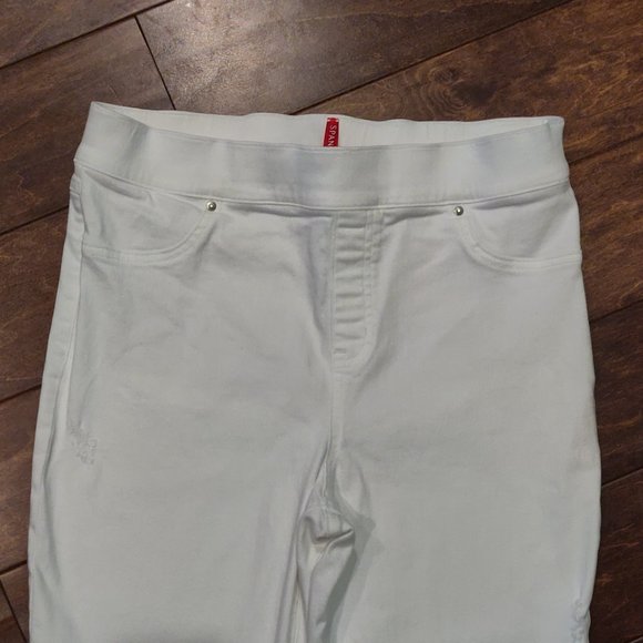 Spanx Pull On White Distressed Skinny Jeans With Frayed Ankle SIZE XL - Picture 6 of 6